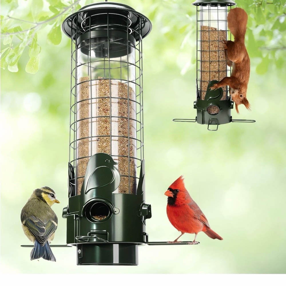 Squirrel Proof Bird Feeder for Outdoors Hanging, Weight Activated 3LB Large 2